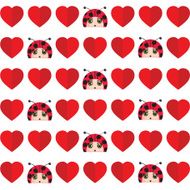 Valentine&#039;s Day pattern with hearts and ladybug