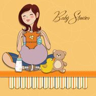 happy pregnant woman baby shower card N21