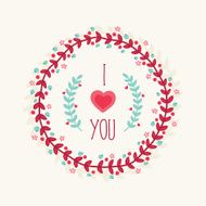Valentine greeting card with wreath N3