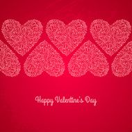 Red Valentines day card with hearts on textured background