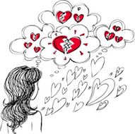 Woman in love with broken hearts
