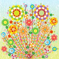 Vector floral composition card with grunge color background N4