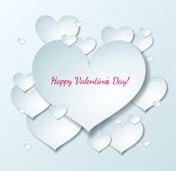 Valentines Day card with paper hearts