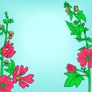 Floral frame with mallow flowers N2