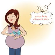 happy pregnant woman baby shower card N22