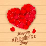Happy Valentine&#039;s Day with rose petal heart