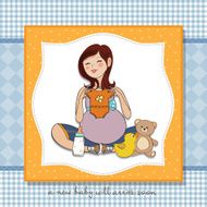 happy pregnant woman baby shower card N24