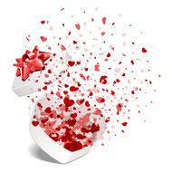 Open gift present box with fly hearts vector illustration