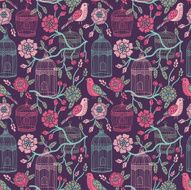 Birdcages seamless pattern N7