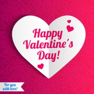 Paper white heart isolated on ornate background