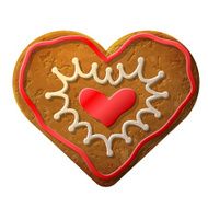 Gingerbread heart decorated colored icing