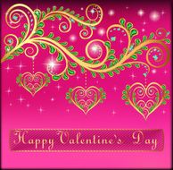 pink postcard on Valentines day