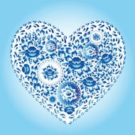 Heart made of blue flowers Romantic cartoon invitation card