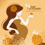 Vintage background with silhouette of beautiful pregnant woman