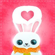 Happy Valentines day card with rabbit and heart N7