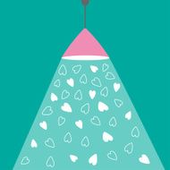Pink ceiling lamp with ray of light and hearts Love