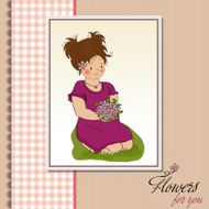 young girl with a bouquet of flowers N14