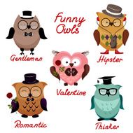 funny owls set for your design N2