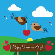 Two cute brown birds-Happy Valentine&#039;s Day!