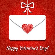 Valentine card with envelope and elegant heart