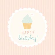 Happy birthday greeting card with cupcake
