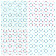 Pattern of hearts in blue and pink