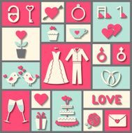 Set of flat vector icons for wedding or Valentine&#039;s day