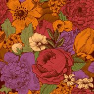 Seamless vintage pattern with lush colorful flowers N5