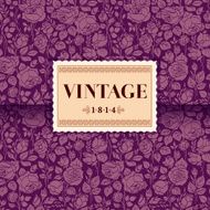 Violet vintage card with garden roses N2