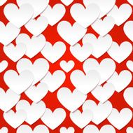 White vector paper hearts at red background