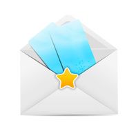 White Envelope Icon with Star Vector Illustration N2