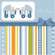 welcome baby twins announcement card N2