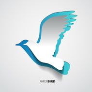 Greeting card with paper bird - vector