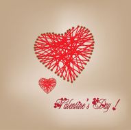 Valentine day knitting wool heart