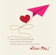 valentine greeting hearts paper airplane