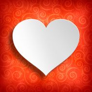 Valentine&#039;s Day - White heart on red patterned background
