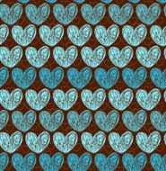 Seamless blue pattern with doodle hearts N2