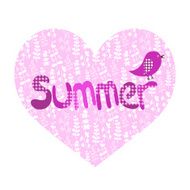 Summer illustration heart and bird