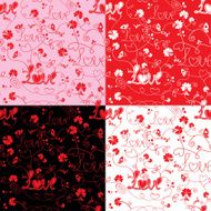 Seamless pattern for Valentine`s Day with LOVE flowers and hearts