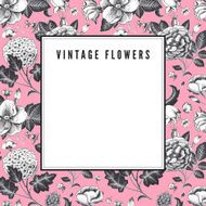 Elegant Vintage card with various garden flowers