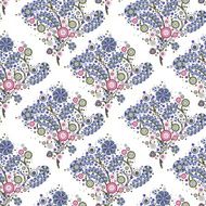 flowers floral seamless pattern in blue with white background N2
