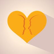 Male and female face with heart