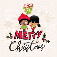 Merry Christmas Couple on a Cream Background N2