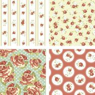 Shabby Chic set 4 Vintage rose patterns N4