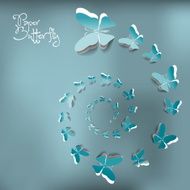 Greeting card with paper butterflies in spiral - vector
