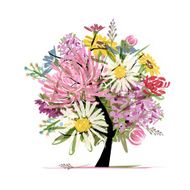 Floral summer bouquet heart shape for your design N3