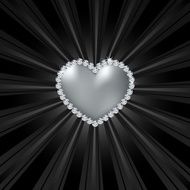 Shiny crystal love heart on black line Vector