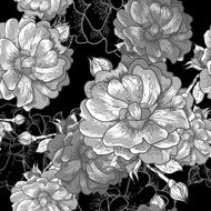 Beautiful Monochrome Seamless Rose Background
