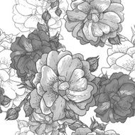 Beautiful Monochrome Seamless Rose Background N2