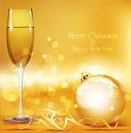 holiday background with New Year&#039;s balls and glasses of champagne N2